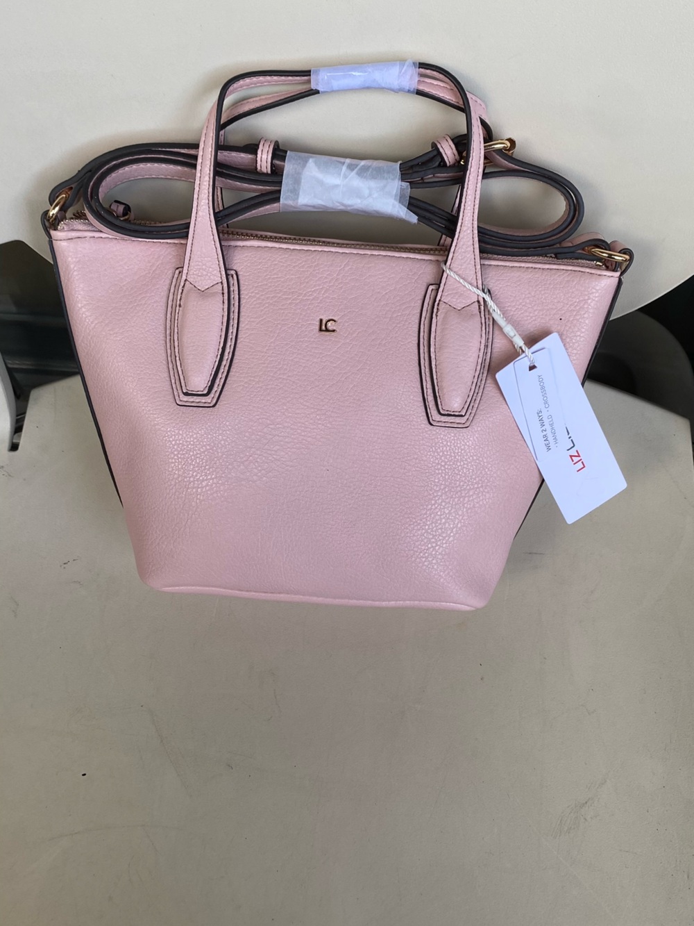 Liz Claiborne Blush Pink Pebbled Crossbody Tote